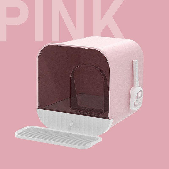 Enclosed And Splash-Proof Cat Litter Box With Drawer Design-3
